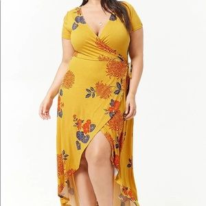 Forever21 PLUS SIZE FLORAL MOCK WRAP MAXI DRESS